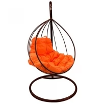 Подвесное кресло M-GROUP капля без ротанга чёрное, оранжевая подушка
