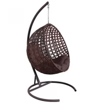 Подвесное кресло M-GROUP круглый Люкс с ротангом коричневое, коричневая подушка