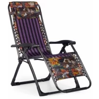 Кресло-шезлонг раскладное, цветное, полоска (мягкий подголовник, сетка,текстилен) maх 100 кг M09345